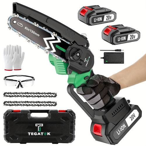 6 inch cordless mini chainsaw handheld electric with splash guard and safety lock lightweight and portable suitable for pruning in yards and gardens making it an ideal gift for families