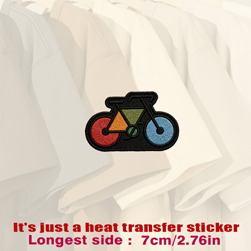 TEMU Parche con diseño de bicicleta y ruedas coloridas (, verde, azul, naranja), , pegatinas de transferencia de aptas para como ropa, gorros, bolsas