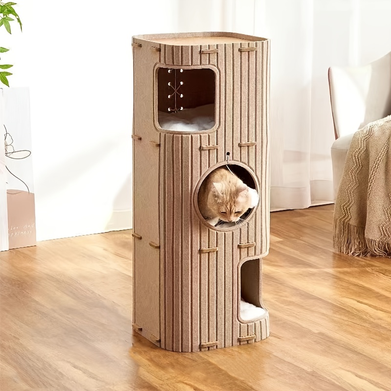 3*-Katzenapartment mit Kratzbaum & Hngespielzeug - Grn, platzsparend,  zerlegbar & leicht zu reinigen * fr mehrere Katzen, Katzeneinrichtung,  Spaiges Design, Haustierunterhaltungsartikel