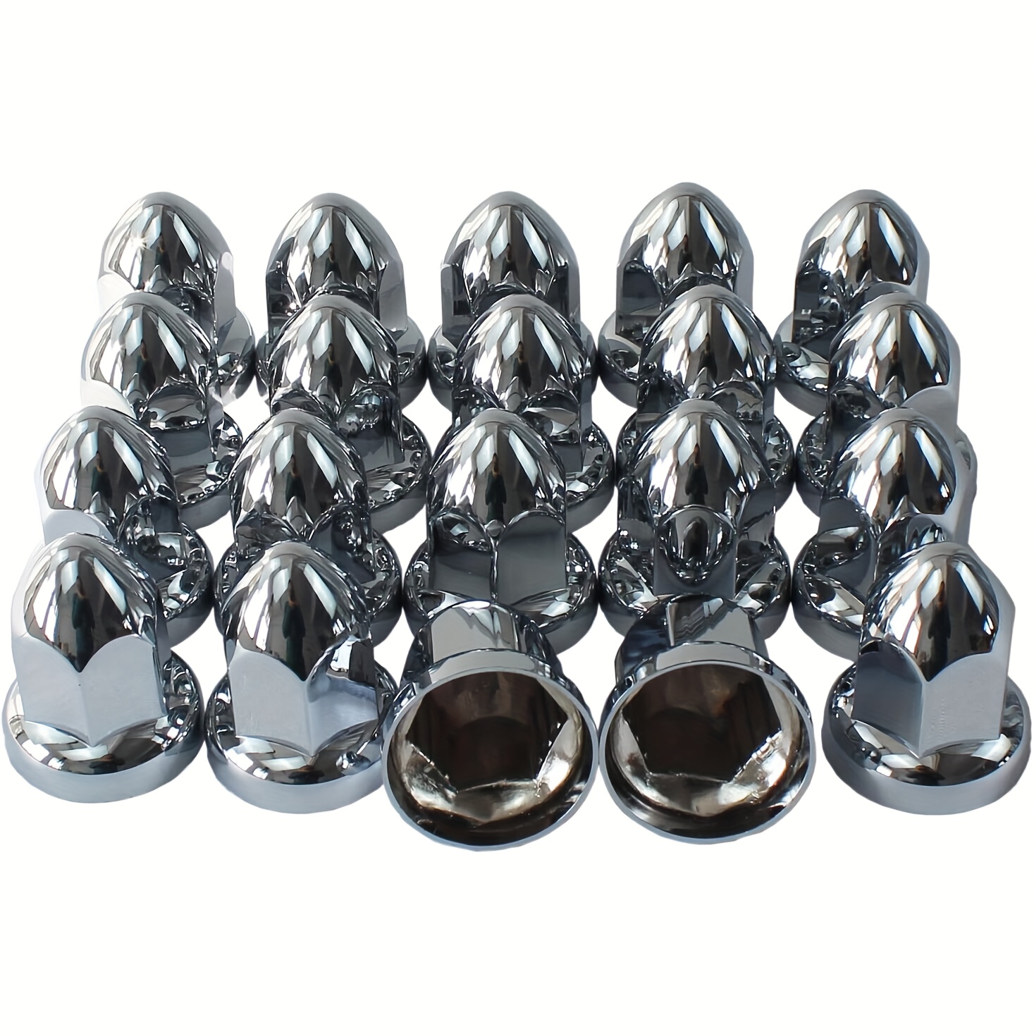 

20pcs/pack Bright Chrome Finish High Impact Abs Material Removable Caps Lug Nut Covers Push On 3/8" Bullet Style Plastic Chrome For Semi Truck