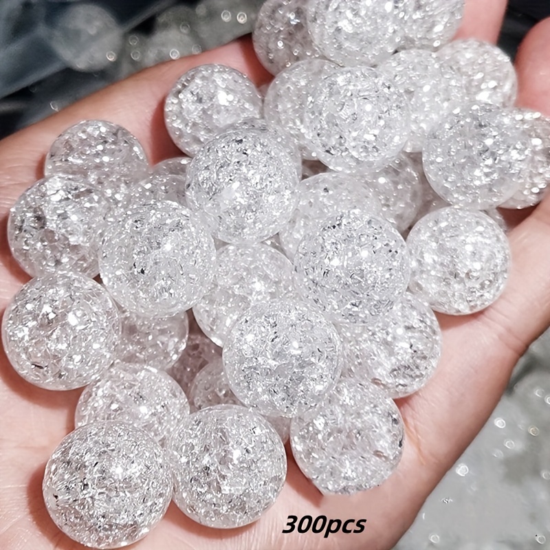 E-shop 300 Stück 8mm Acryl Transparente Rissige Runde Perlen Handgefertigte Schmuckzubehör Blumenperlen Bunte Zerkleinerte Steine Eis Rissige Perlen