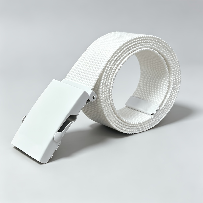 TEMU 1pc White Canvas Belt, Versatile Workwear Casual Dress Pants Accessory Belt