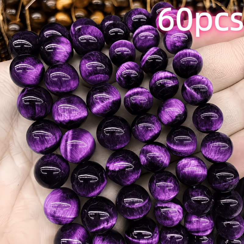 TEMU 60pcs Purple Eye Loose Beads, Glass Material Jewelry Diy Supplies, Jewelry Diy Beading, Handmade Diy, Decorative Supplies, Used For Keychains,