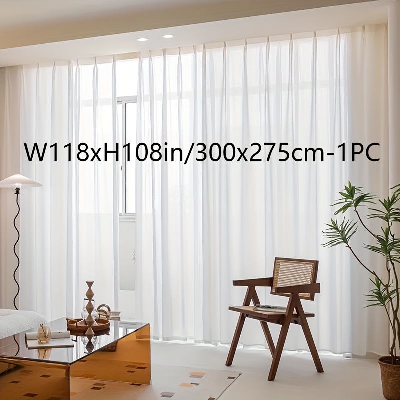 Image of 1pc Extra Large Size Width Easy Modern White Dyeing Sheer Tulle Curtain For Living Room Bedroom Door Window Multifunctional Hook Curtain Bedroom Living Room Home Partition Drapes 70gsm