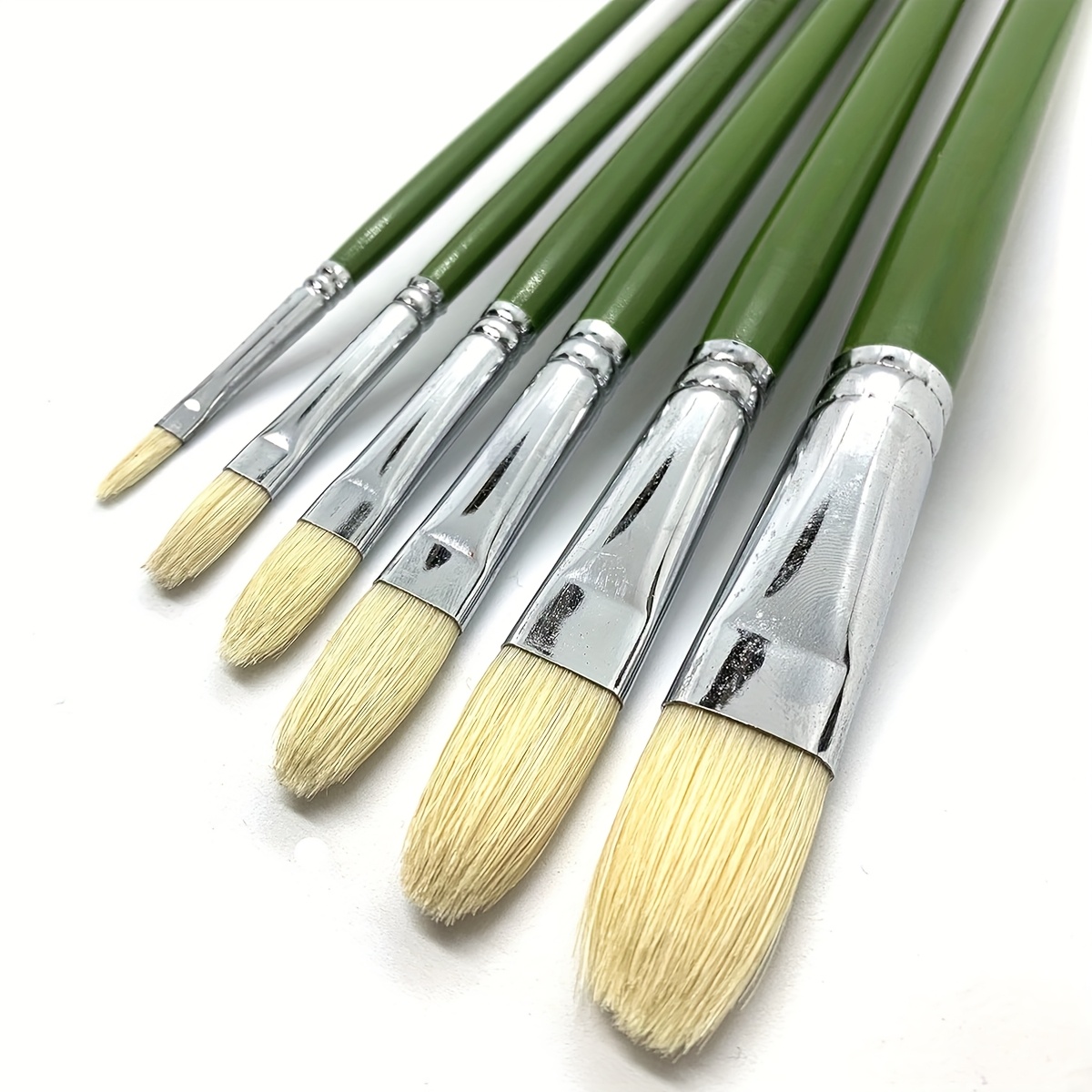 6pcs professional   bristle   oil paint brushes set long wooden handle natural   bristle acrylic paint brush