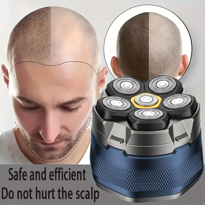 6d mens electric bald head clipper with led display cordless rechargeable 6 floating blades for smooth shaving short hair travel great gift for him rotating family use mens gift Product details 8