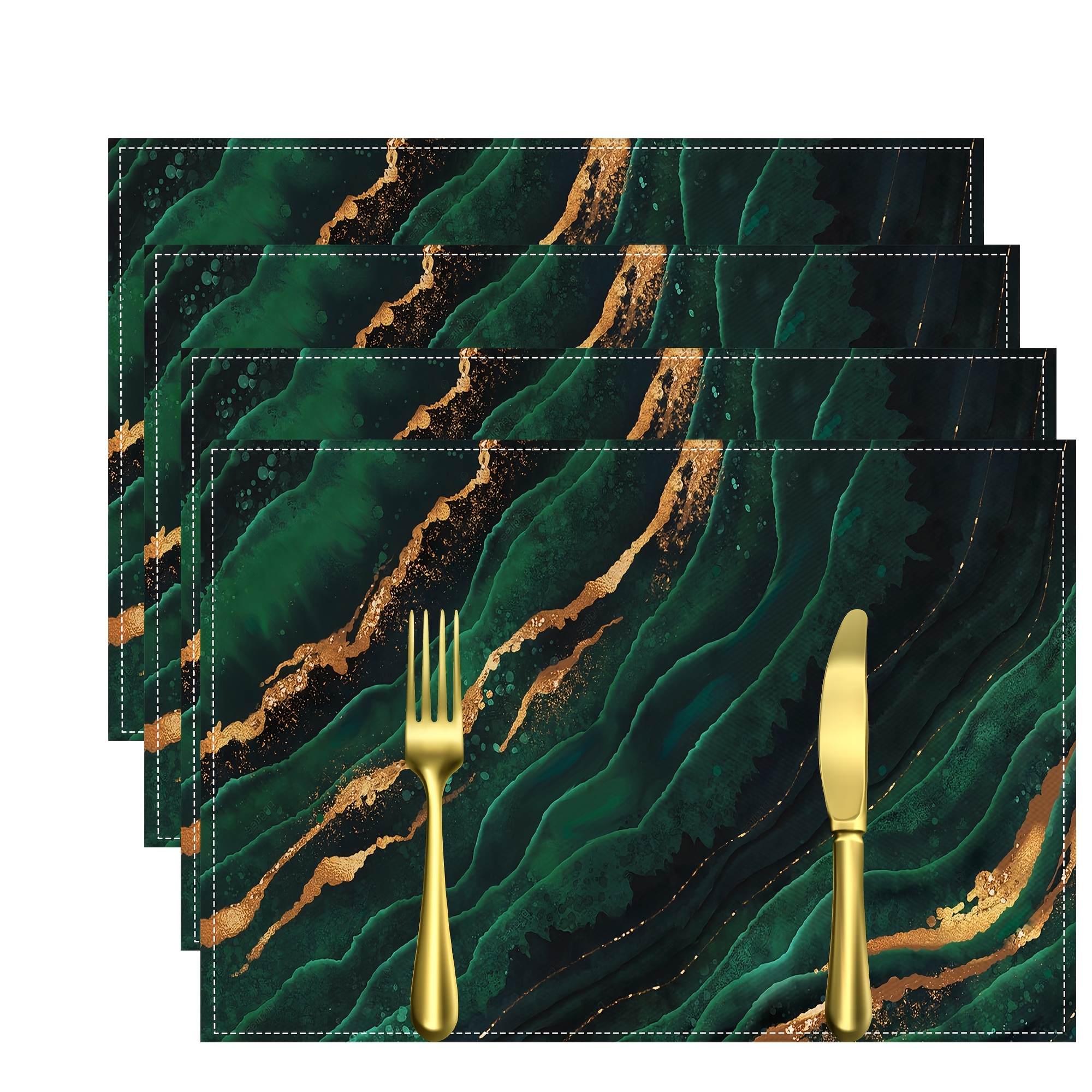 TEMU 2/4/6pcs Set, Green Agate Tassel Pattern Placemats, Table Decoration Placemats, Party Decorations, Home Decoration Placemats, Coasters, Kitchen