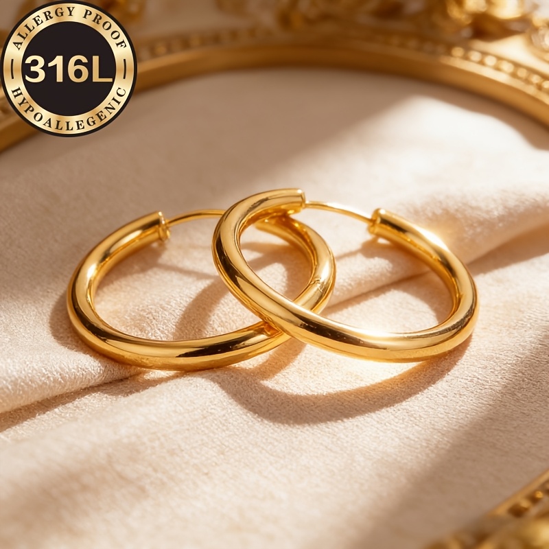 TEMU 2pcs Elegant Style Hypoallergenic Steel Earrings, Anti-tarnish, Comfortable And Versatile, And Elegant, Suitable For Daily Wear Or Parties,