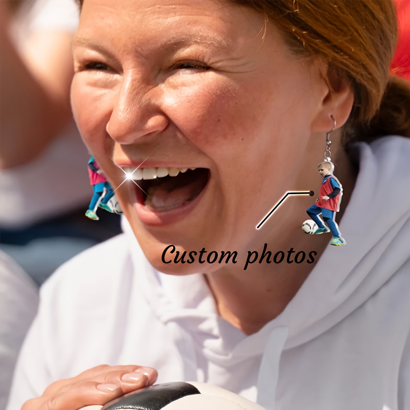 TEMU Custom Made Personalized Face And Body Die Cut Earrings Personality Simple Jewelry Suitable For Wedding Competition Cheer Cheerleading Decoration Gift Jewelry