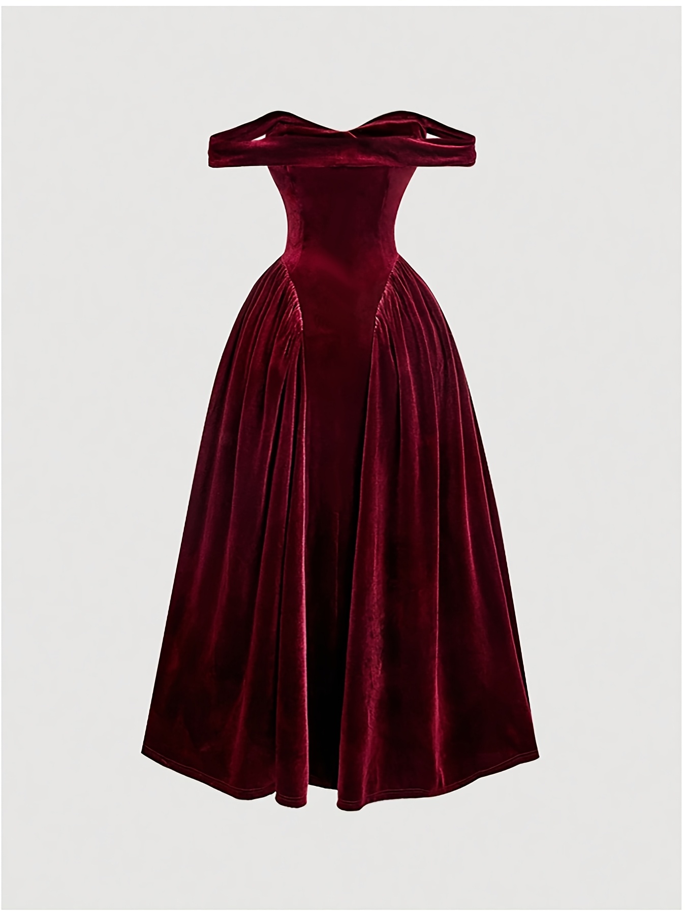 burgundy dress valentines day Elegant Burgundy Off-Shoulder Mesh Long Sleeve Fishtail Maxi Dress for   Canary Houze