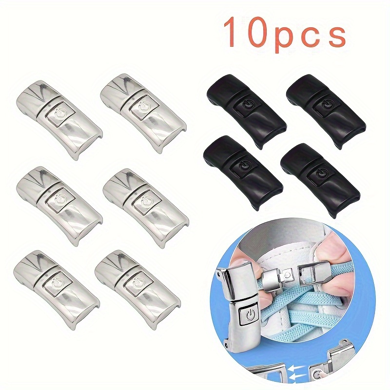 

10pcs Stylish Metal No-tie Shoelace Buckles - -on Locks With For Comfortable Wear - Shoelace Clips For Women And Men