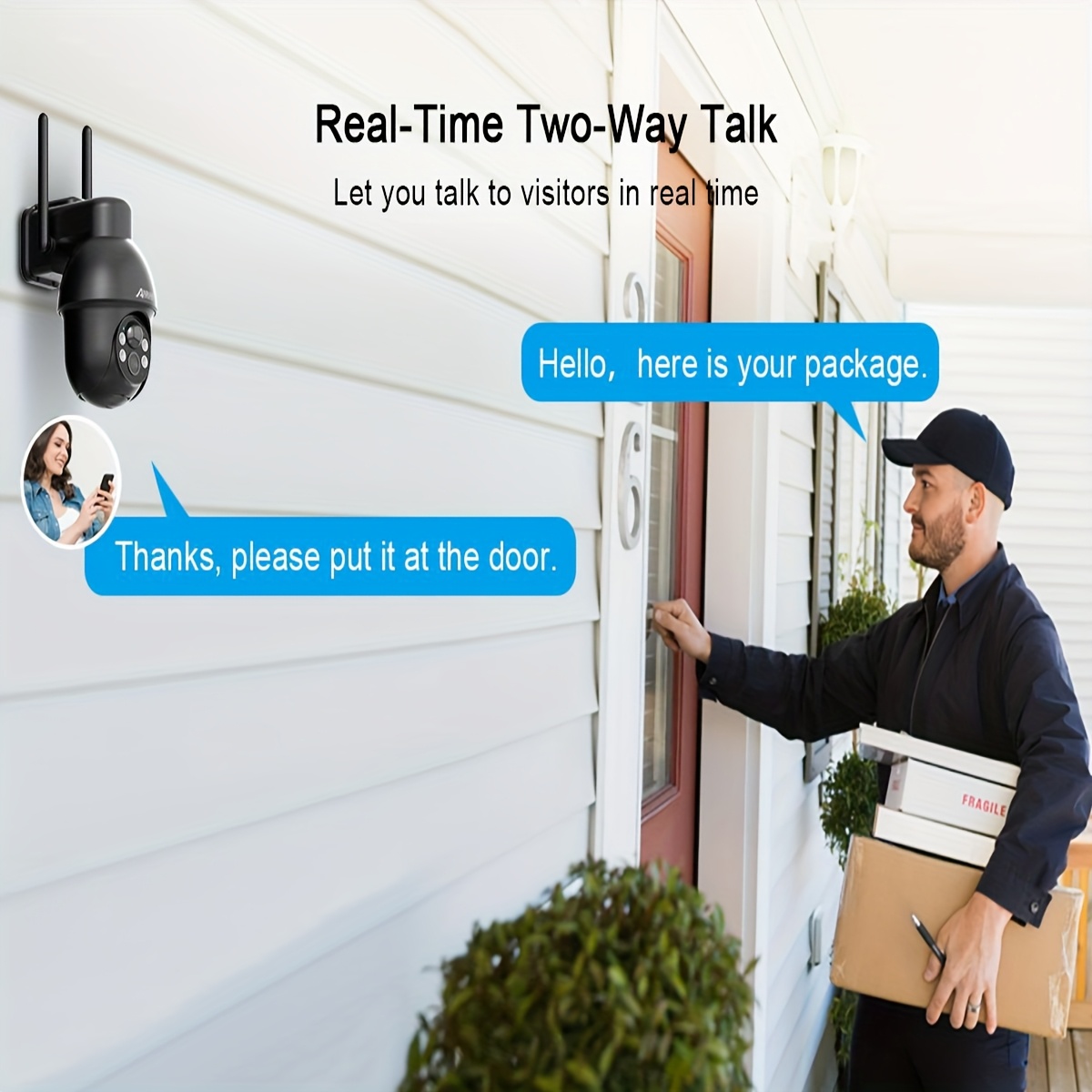 ANRAN Q3 Sécurité Extérieure avec Détection de Mouvement PIR, Vue à 360°, Vision Nocturne en Couleur, Audio Bidirectionnel, Compatible avec Alexa, Panneau Solaire et Batterie de Secours, Stockage Cloud, Accès via Application - Compatible pour Bureau