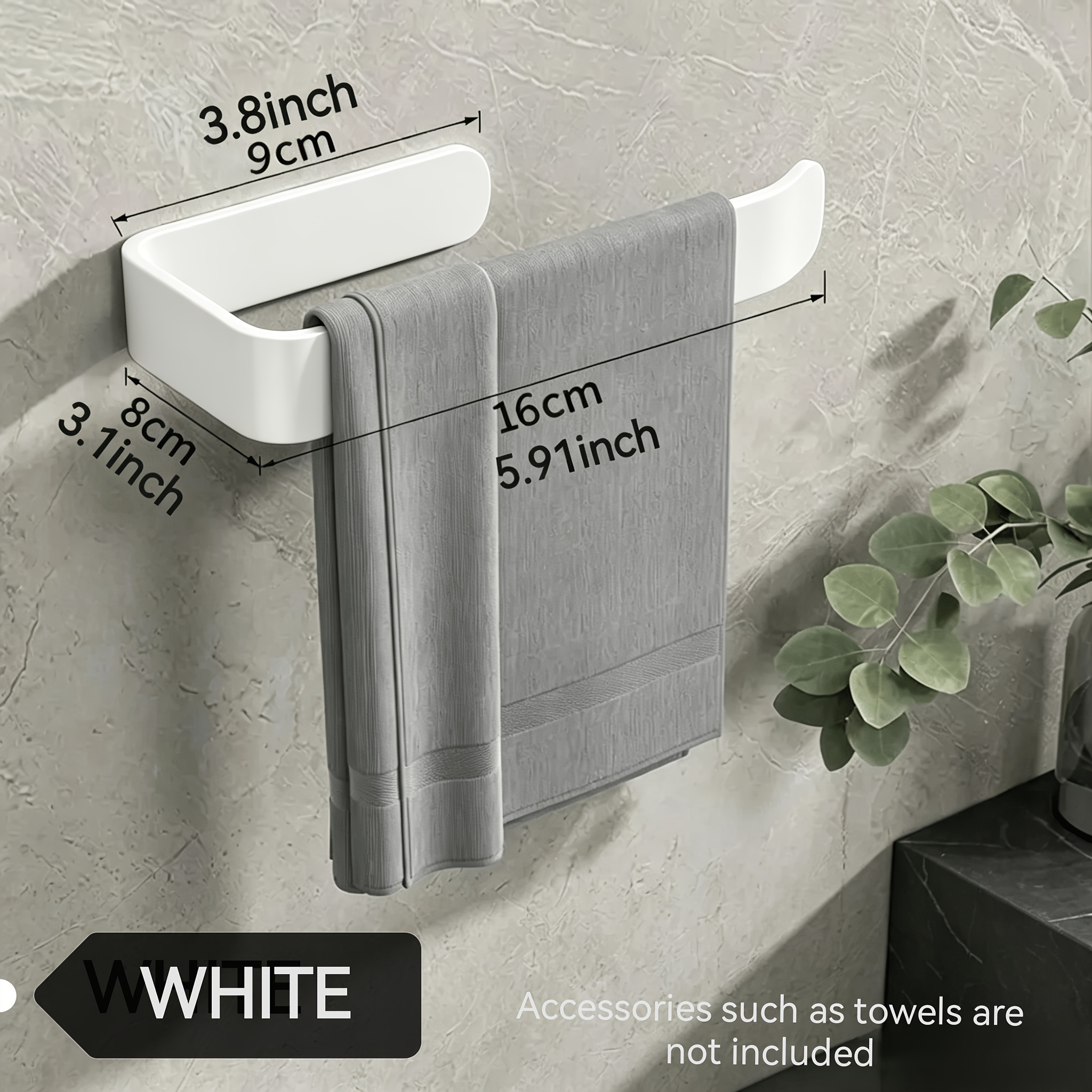 TEMU 2pcs No-drill Bathroom Tissue Holder Set, Exquisite Painted Finish, Modern Minimalist Style, Includes 1 Tissue Holder + 1 Adhesive Mounting Pad,