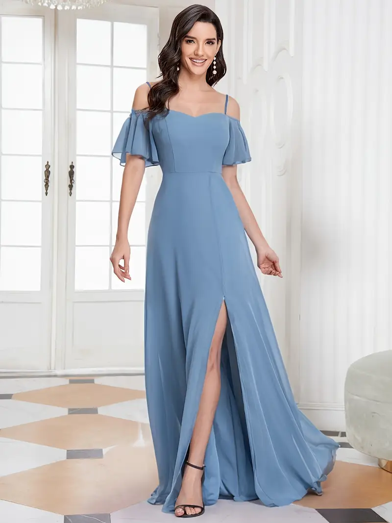 dusty blue bridesmaid dress sleeves featuring a v - Temu dusty blue bridesmaid dress sleeves featuring a v - Temu