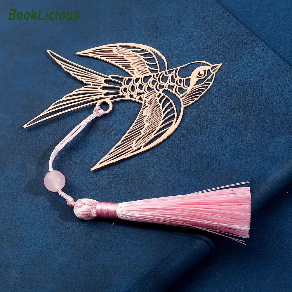 Image of 1pc, Metal Bookmark, Classical Style Hollow Bookmark For Son And Daughter, Exquisite Animal Shape With Tassel Bookmark For , Family, Coworker, Birthday Gift, Teacher's Day Gift