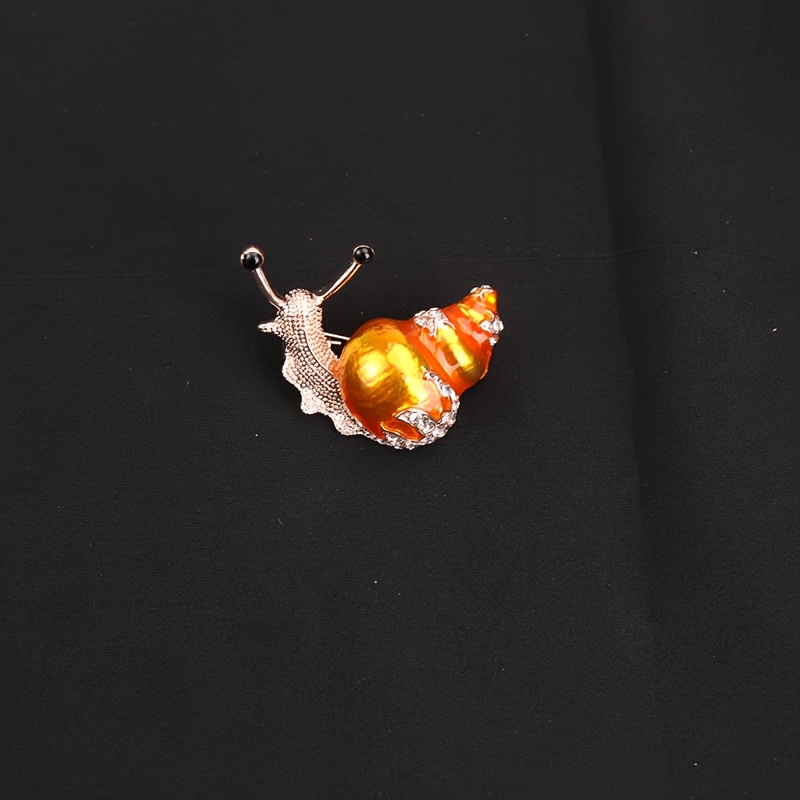 Enamel Rhinestone Snail And Conch Brooch Accessory Gift