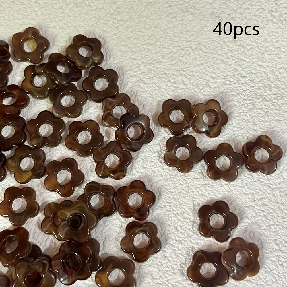 TEMU 40 pz Accessori per Perline a Forma a Petali Cavi Marrone Caff癡 in Acrilico, Materiali per Creazione di Gioielli Fai da Te Collane Braccialetti,
