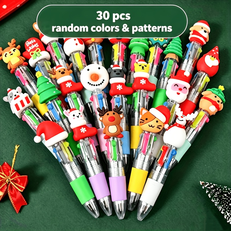 Image of 30pcs Cute Mini Christmas Holiday Ideas Ballpoint Pens - Bright And Design With Soft Silicone Grip, Perfect For Office And Holiday Gifts