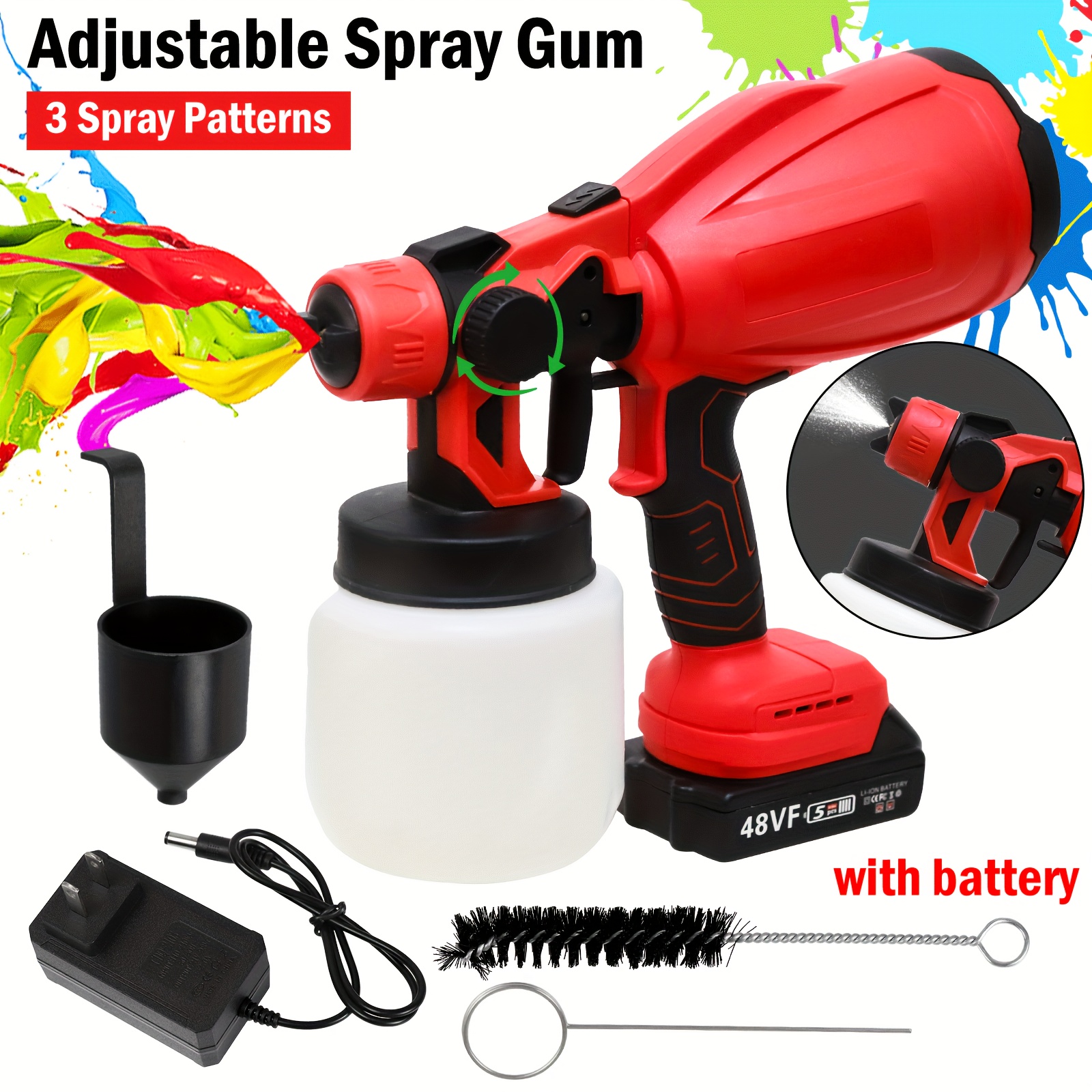 

800w High Pressure Cordless Paint Sprayer 48vf Battery + Electric Airless Hvlp Spray High Pressure Disinfection Spray , Paint Spray , Portable Latex Paint Spray For Multiple