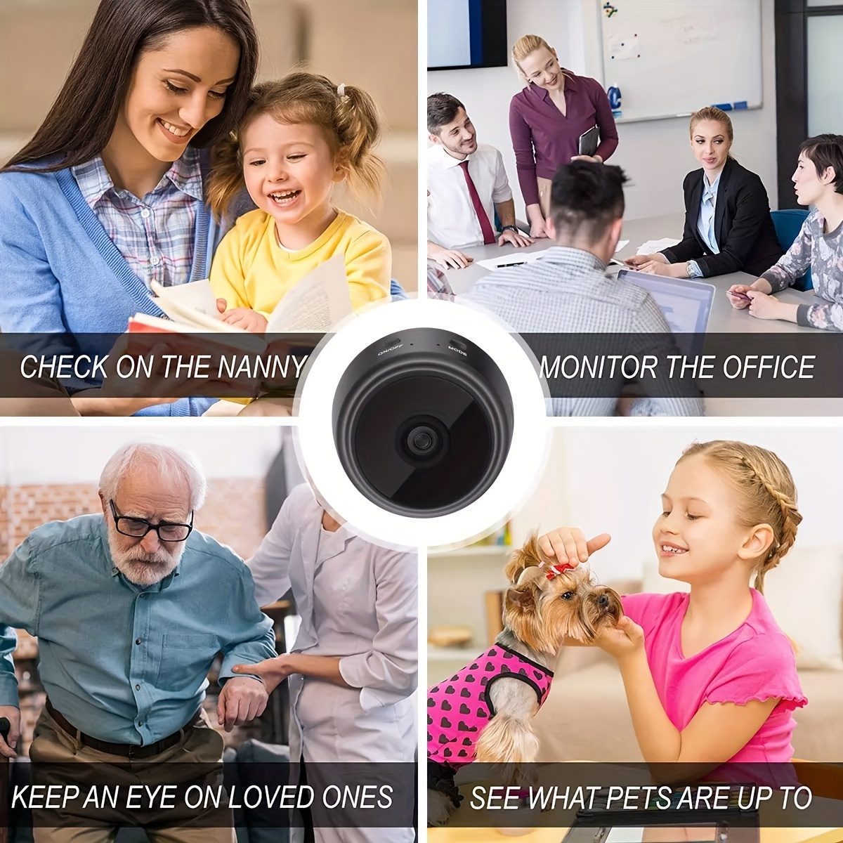 Mini Cámara Inteligente - Detección AI de Humanos/Mascotas 480P | Grabación 24/7 con Tarjeta SD y Nube | Alertas de Movimiento | Vigilancia para Bebés/Mascotas | Alimentada por USB 2.4G (1 Unidad)