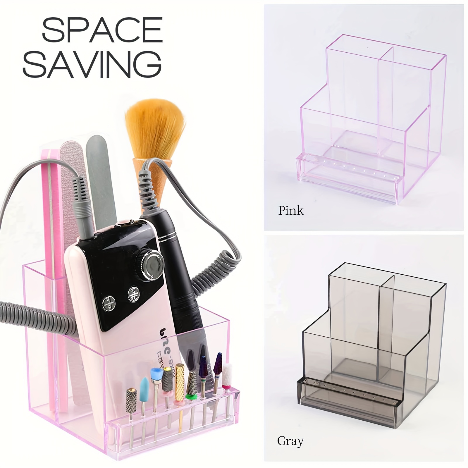 

Nail Art Tool Grinder Placement Storage Rack Storage Box, Transparent Grinding Head Drill Finishing Box