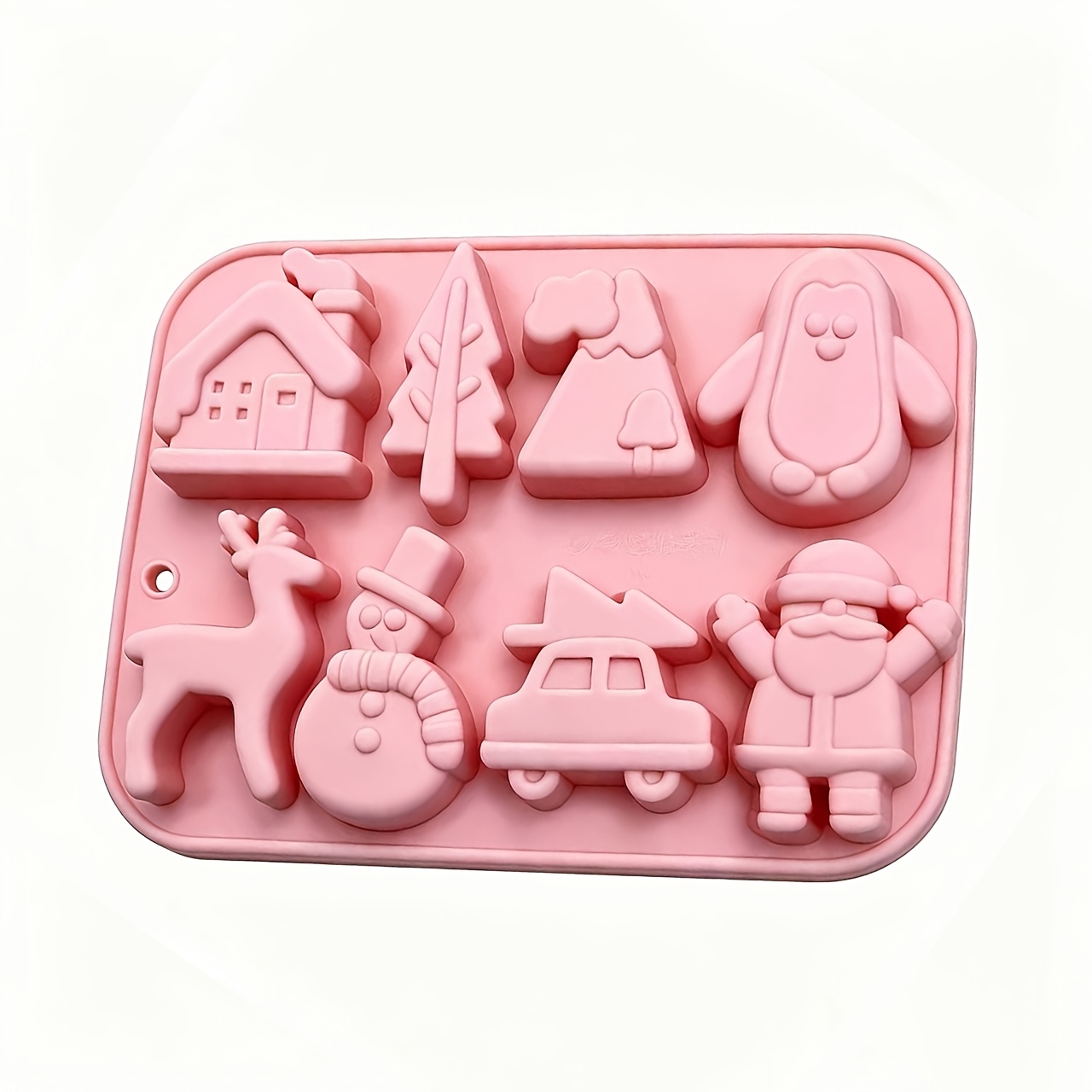 TEMU Christmas Silicone Mold, 8-cavity Santa Reindeer Snowman Christmas Tree Shapes Baking Mold, Food Grade Silicone Mould For Chocolate, Candy,