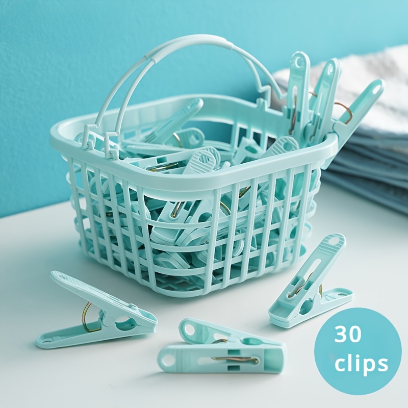 

30pcs Plastic Clothespins With Baskets - Portable Clothes And Sheet Drying Clips For Home And , Clothes Drying Rack, Drying Racks