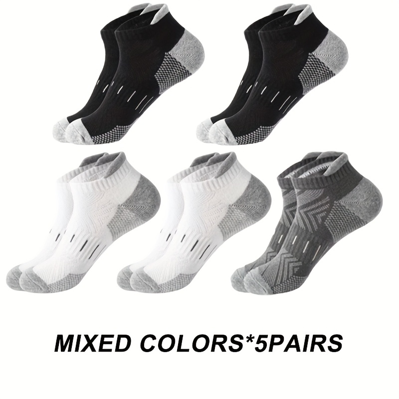 TEMU 5 Pairs Of Men's Plus Size Sports Socks With Arch Support And Lifting Luo Mouth, Comfortable And Breathable, Suitable For 40-45 Size Feet,