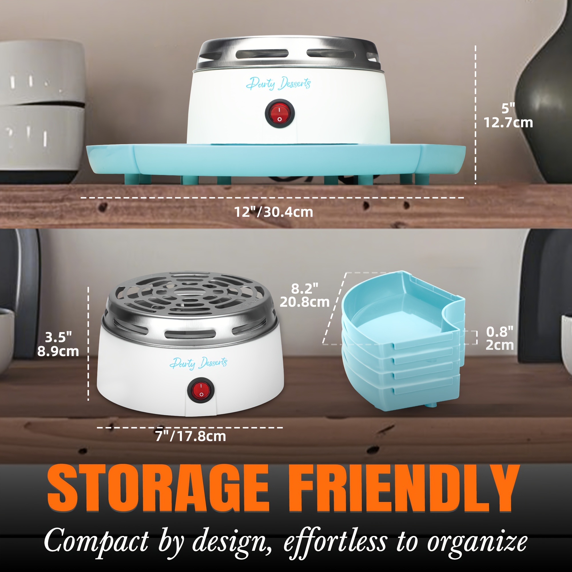 electric smores station indoor tabletop marshmallow roaster kit 4 compartment trays 4 forks included blue Product details 3