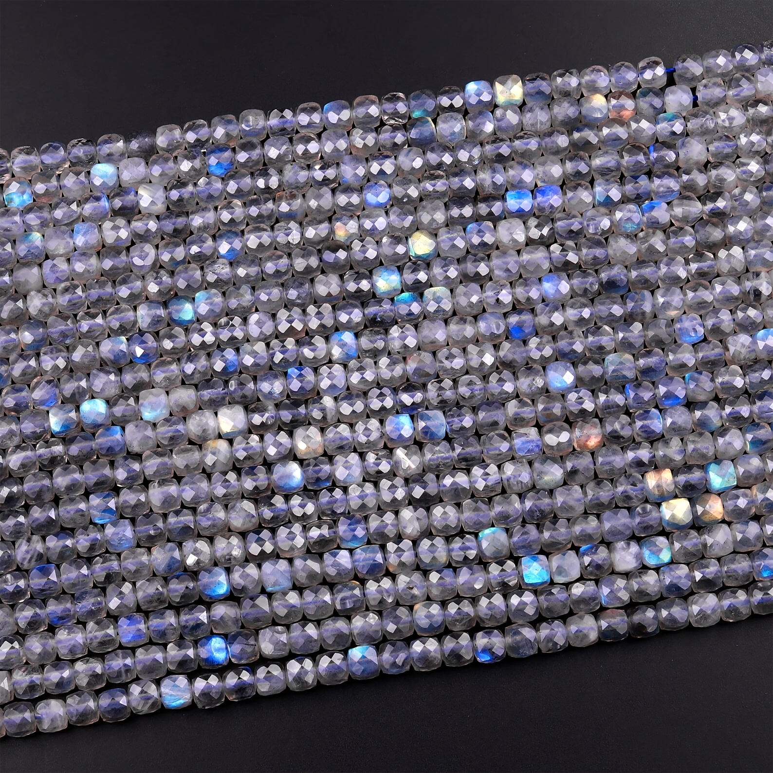TEMU Lot de 52 perles en labradorite et - Cubes multifacettes à pour la fabrication de bijoux DIY, création de bracelets et bohèmes minimalistes,