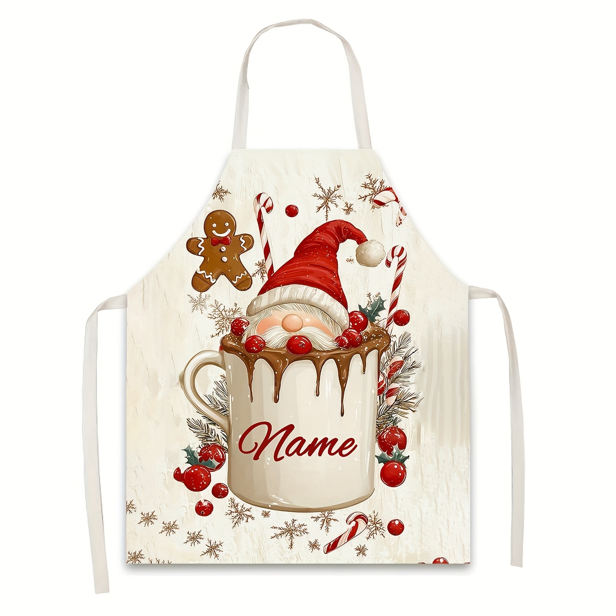 TEMU 1 grembiule da cucina personalizzabile con di Natale, cartone animato e stampa di , 150G/�� in tessuto di poliestere , grembiule da cucina, da e