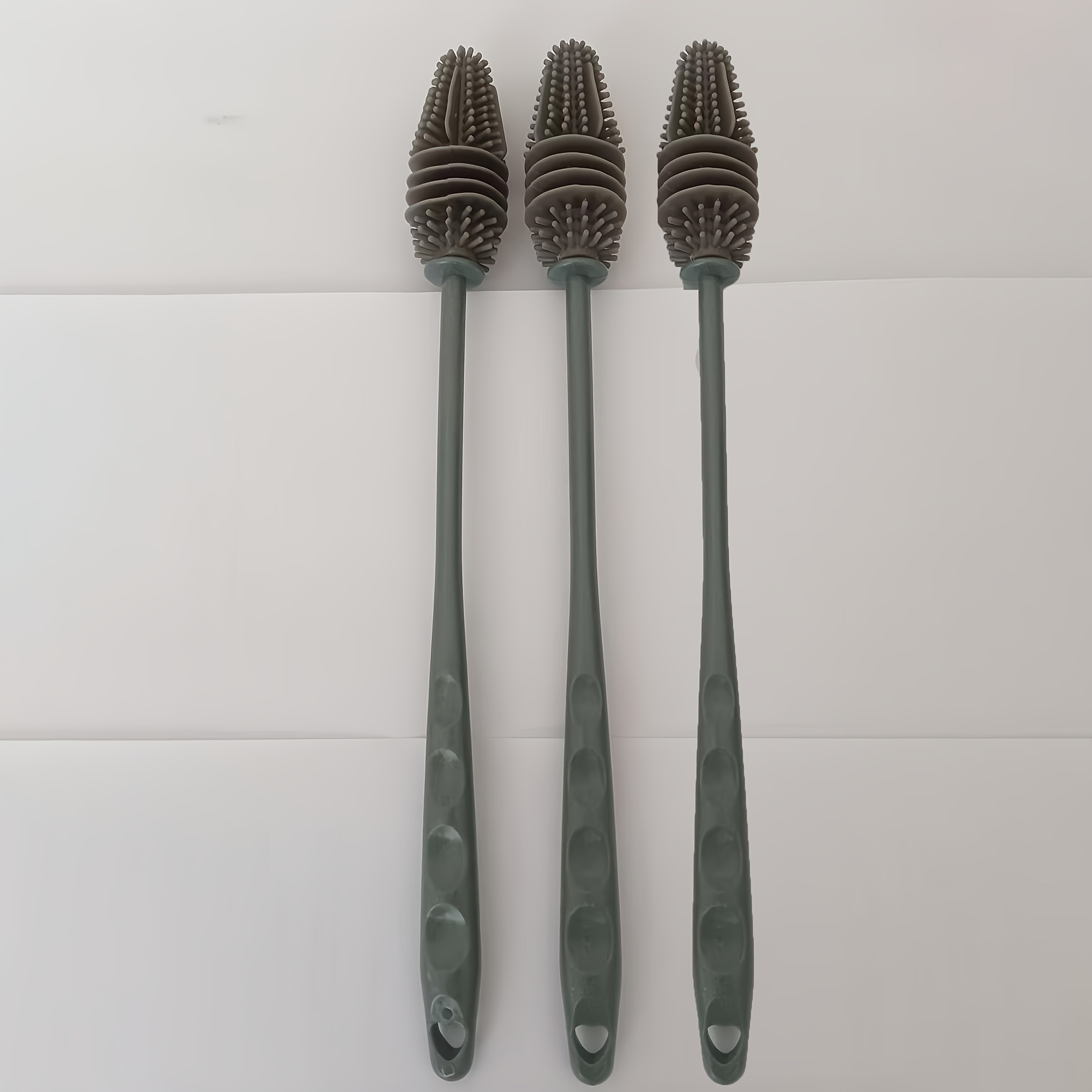 TEMU 3pcs Long-handled Silicone Cup Brush | 360 ° No , Ergonomic Grip, Food-grade Silicone Bristles, Easy To Handle Bottles, Blenders, Glasses -