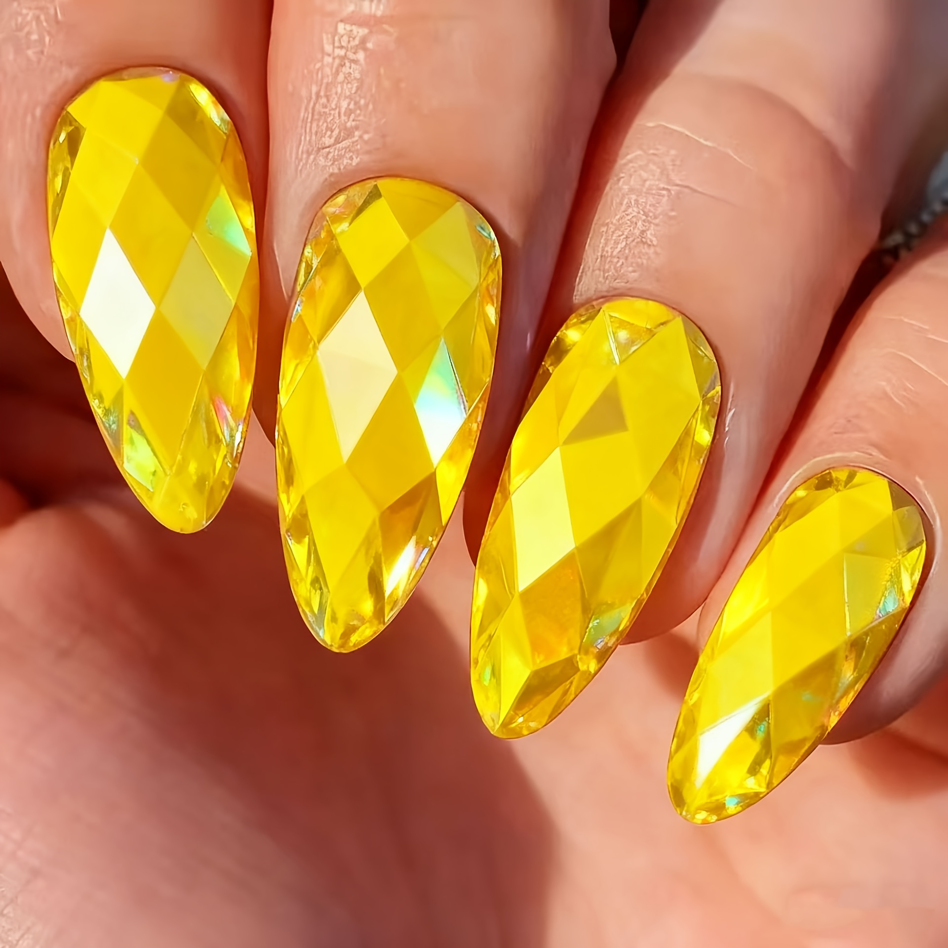 TEMU Upgrade Your Styling, 24pcs Of Chinese Almond-shaped Fake Nails, Golden Plating Wearing Nail Design, Glitter Detachable Fake Nails