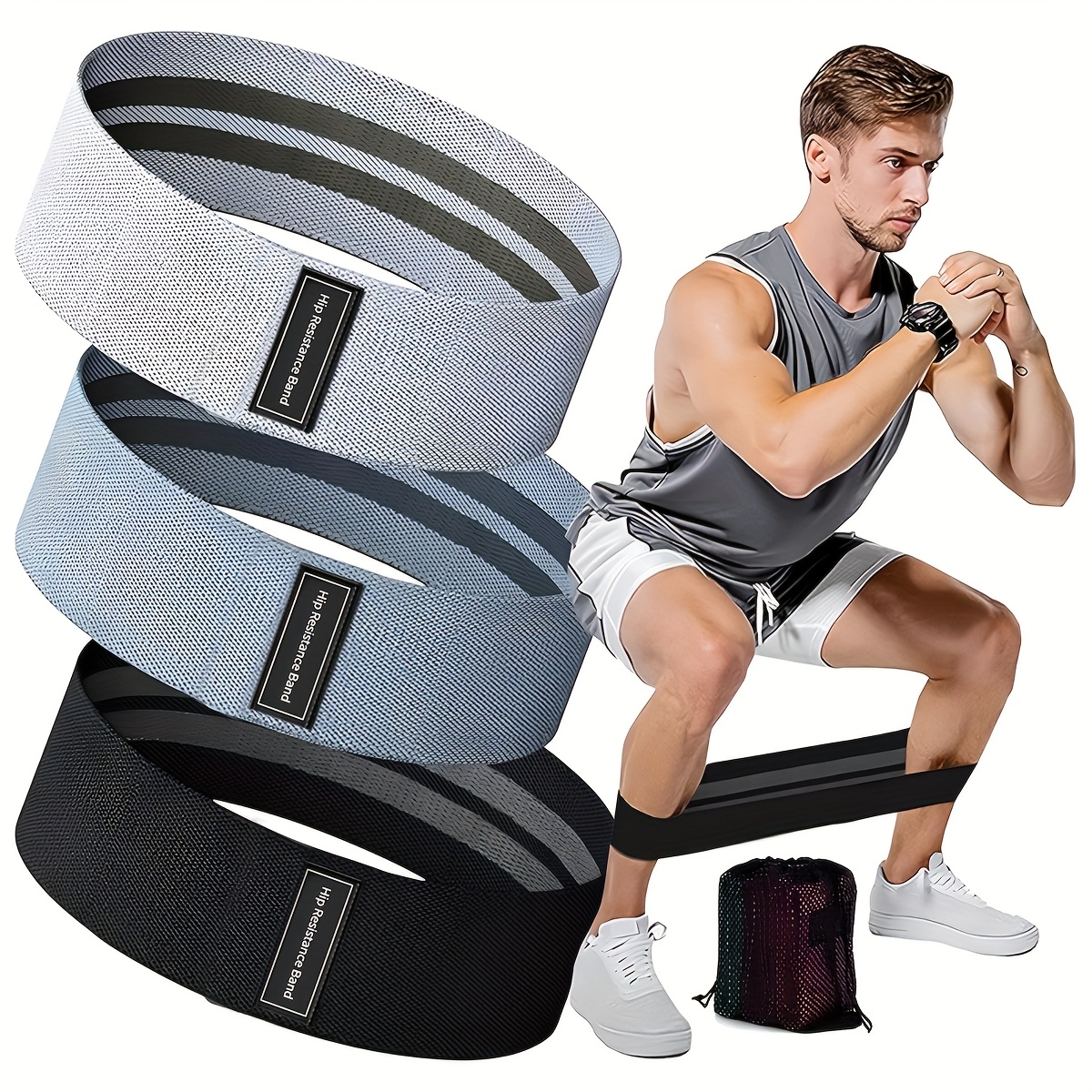 TEMU Resistance Bands For Squats, Fitness, Yoga, Pilates & Strength Training – Elastic Stretch Bands For Legs & Butt – 1pc/3pcs