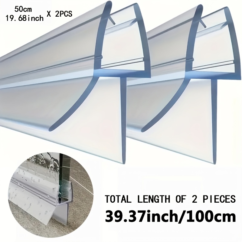 2pcs Shower Door Bottom Seal, Keep Bathroom Dry, Stop Shower Leaks, Glass Shower Door Seal Strip
