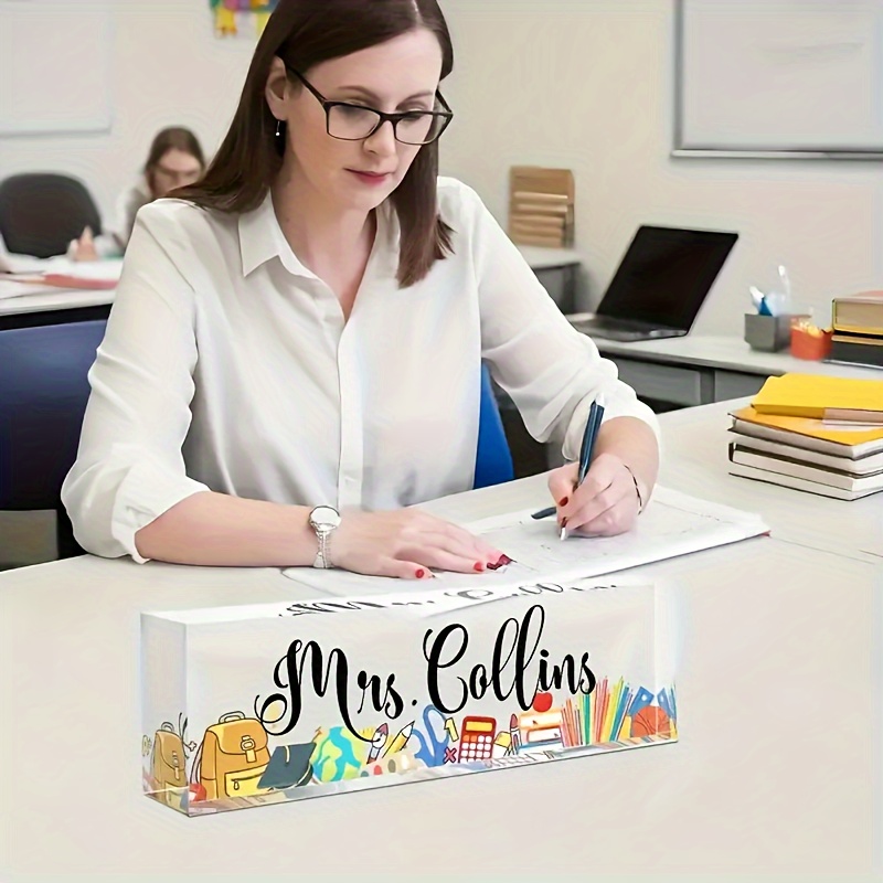 custom acrylic desk name plaque high gloss durable easy to   office decor unique gift for bosses teachers employees 0