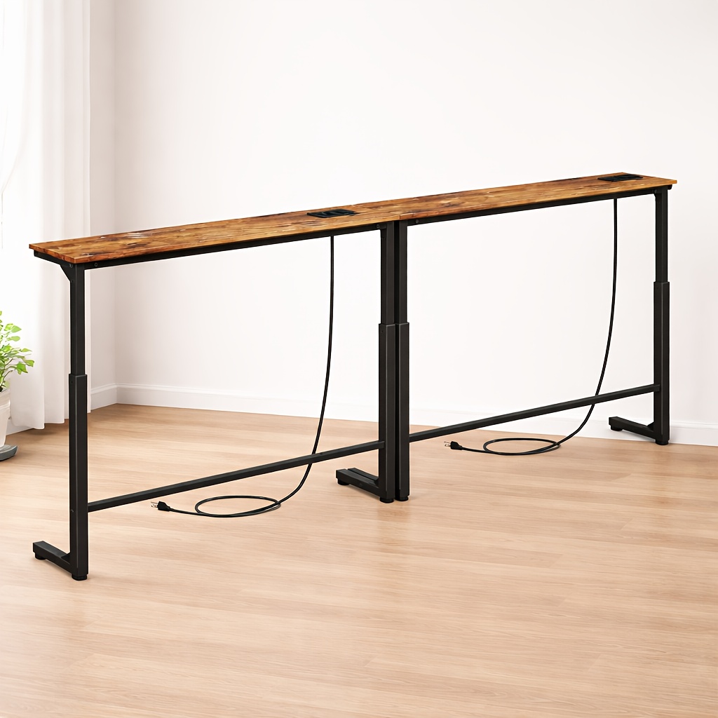 TEMU Adjustable Entryway Table With Power Outlet And Usb Port, Height Adjustable, Flip-up Charging Panel, Narrow Control Table, Suitable For Use