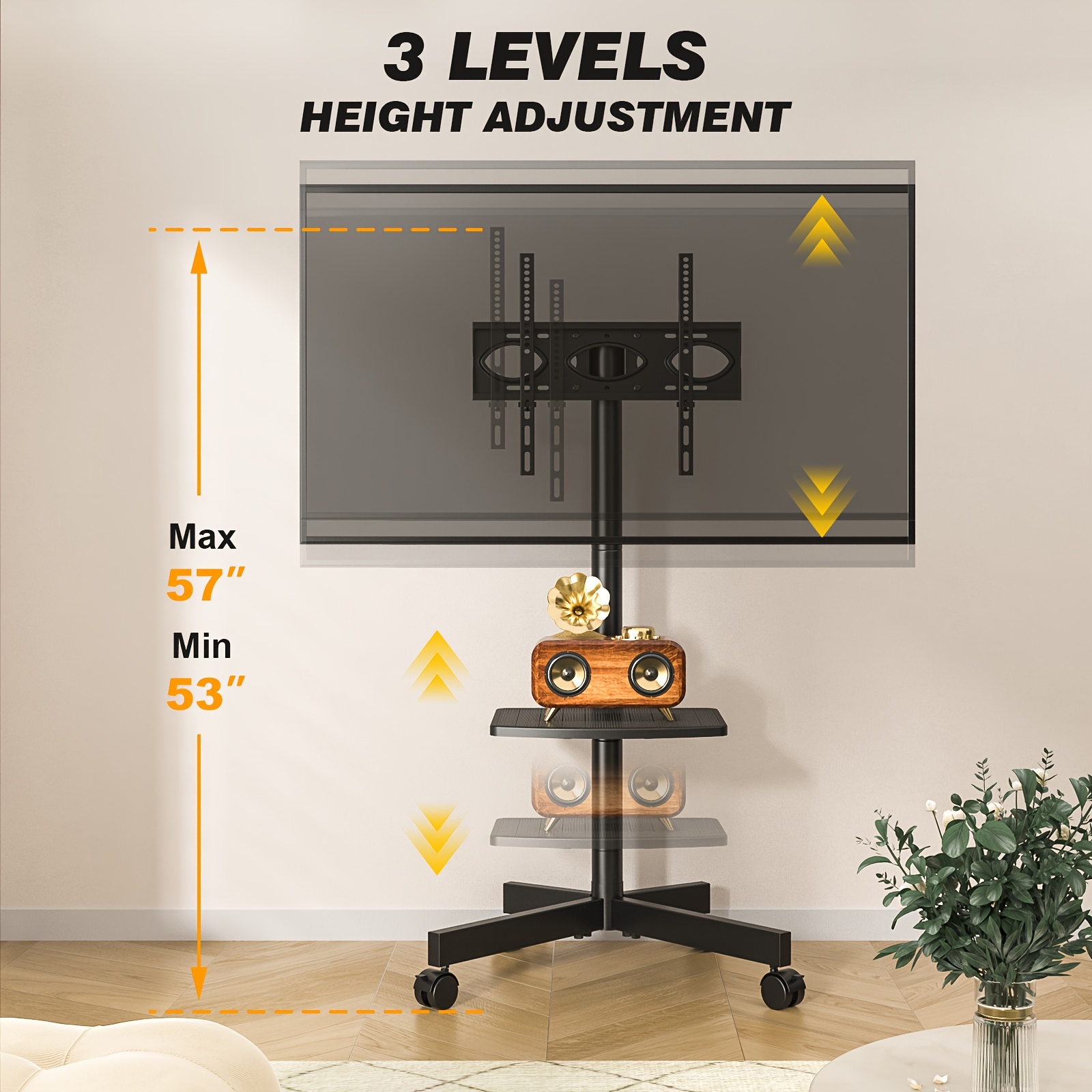 exclusive Universal Mobile TV Cart for 23in-55inch TV with Mute Wheel up to 88lbs 11 exclusive Universal Mobile TV Cart for 23in-55inch TV with Mute Wheel up to 88lbs - Image 11