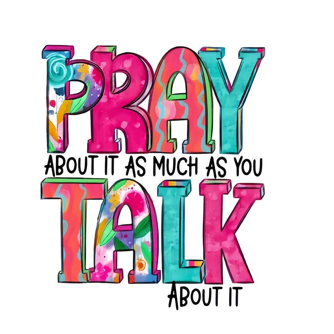 TEMU 5pcs Pray Talk Large Diy Dtf Heat Transfer Iron- Patches Suitable For T-shirts, Pillows, Backpacks - Durable Pvc Washable Decals With Hands & Talk Designs, Application For Fabric Crafts