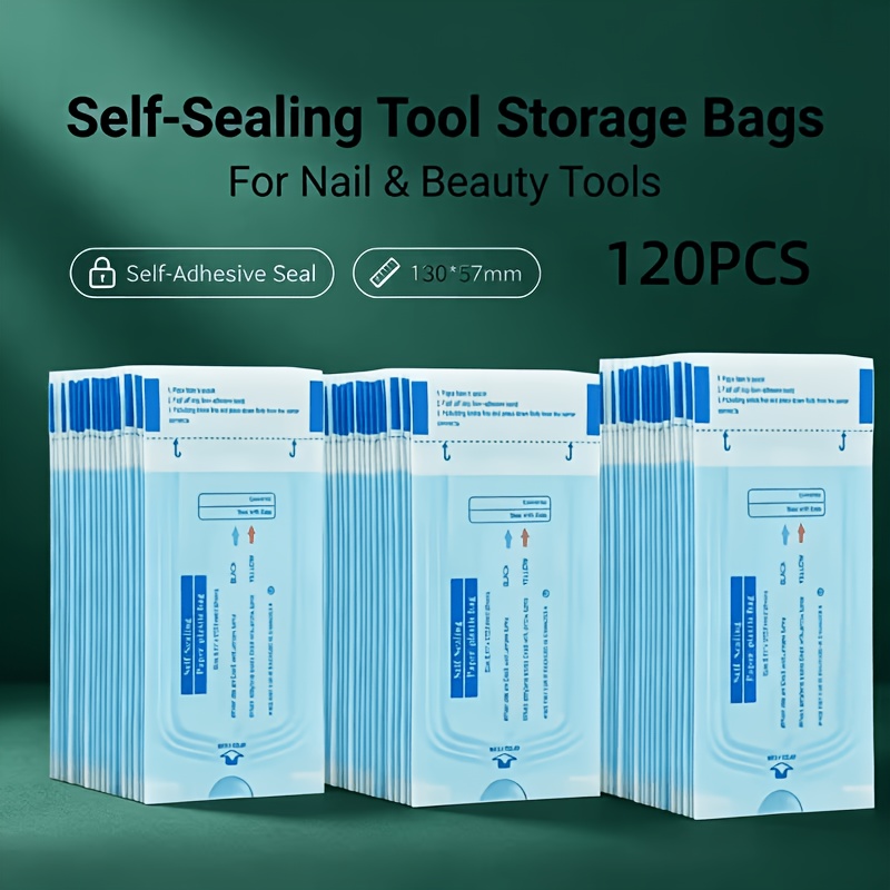 57mm X 130mm Small Tool Cleaning Bag, Nail Tool Storage Bag, With Self-sealing And Indicator Mark, High Temperature…: retailer-supplied image