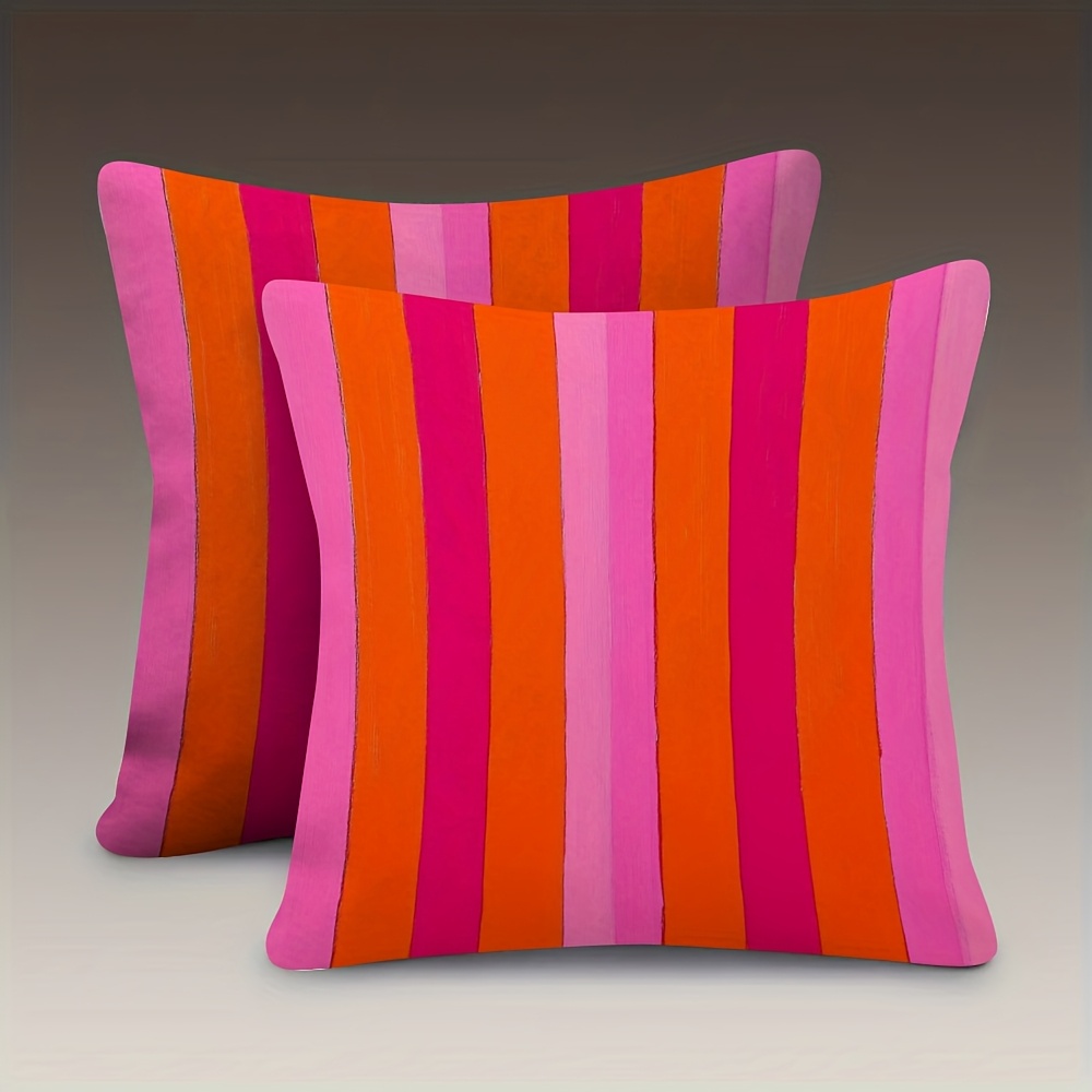 E-shop 2er-Set, weiche, doppelseitige Kissenbezüge in der Größe 18x18 Zoll mit pink-orange gestreiftem Design, für und Vielseitigkeit, für jede