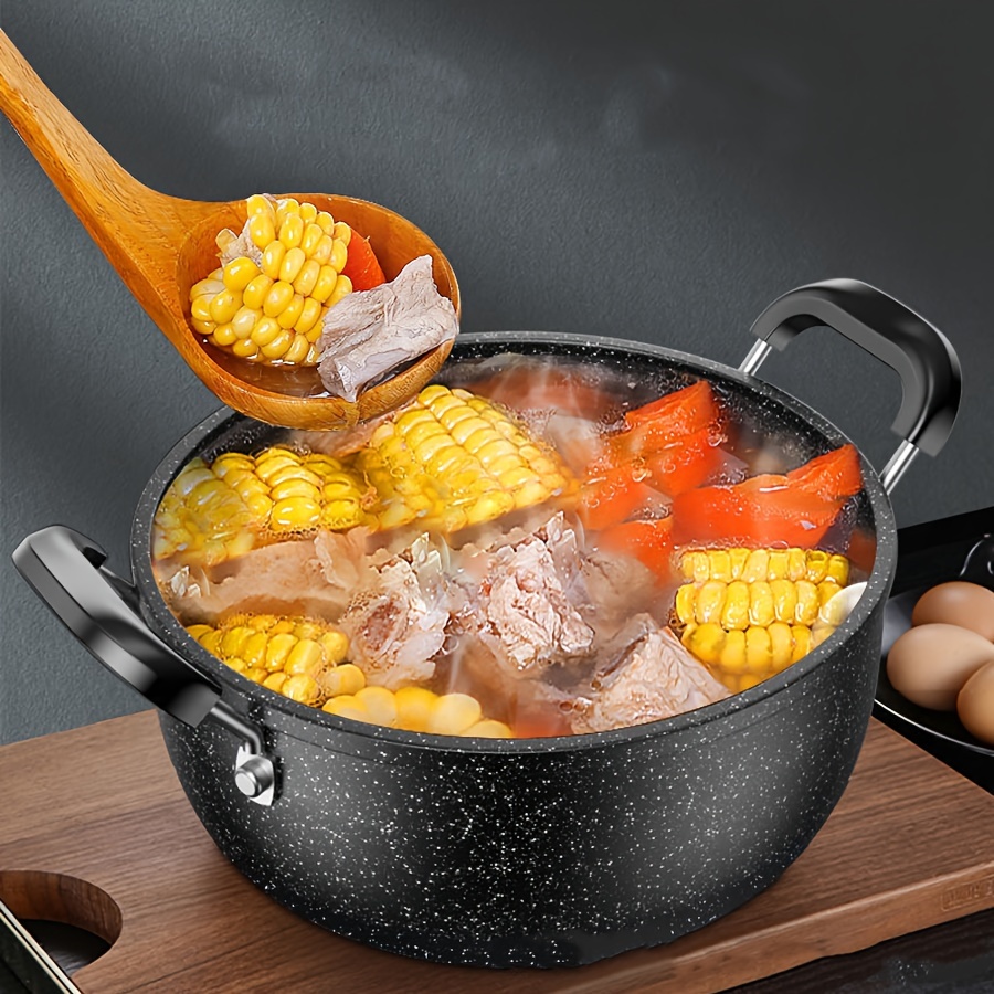 versatile non stick cast iron soup pot with dual handles large capacity     frying   lid lid style may   details 1