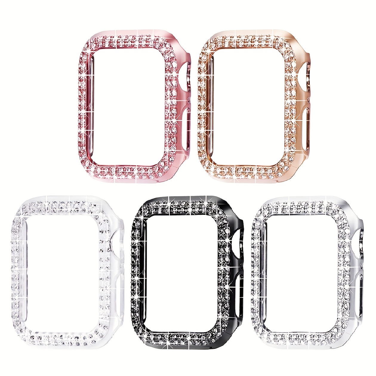 

5pcs Case Compatible For Apple Watch Case /8/7/6/5/4/se, Premium Glitter Diamond Bling Hard Pc Protective Bumper Cover For Iwatch