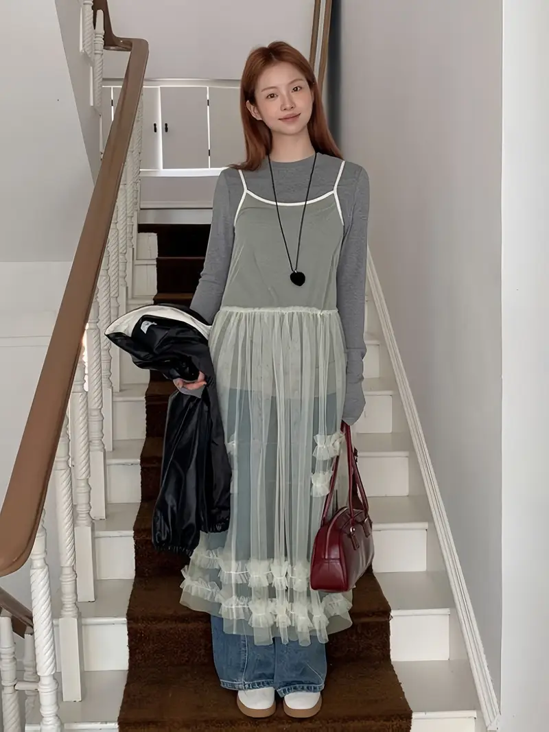 layering spaghetti strap dress The Prettiest Layering Combination Everyone's Wearing