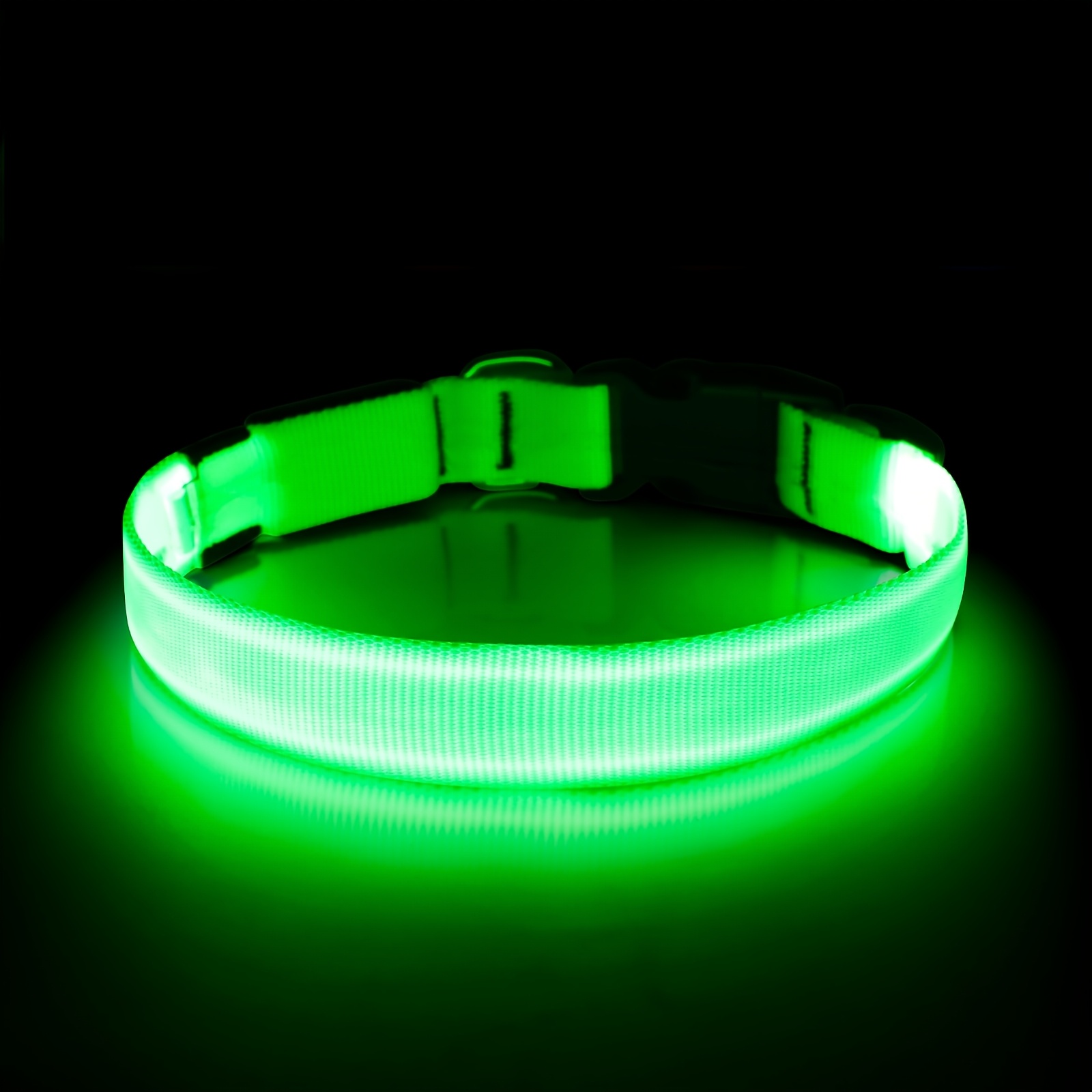 E-shop Klassisches LED-Hundehalsband, Hochwertige Leucht-Hundehalsbänder, Micro-USB-Aufladbar, Verstellbares Nylon, Kunststoff-Schnalle, D-Ring,