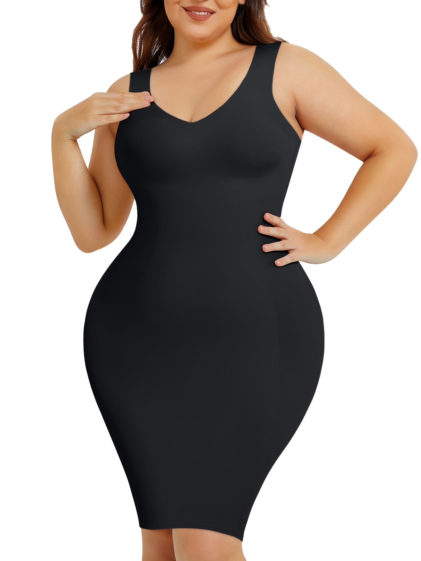 plus size womens v neck shapewear dress high stretch - Temu