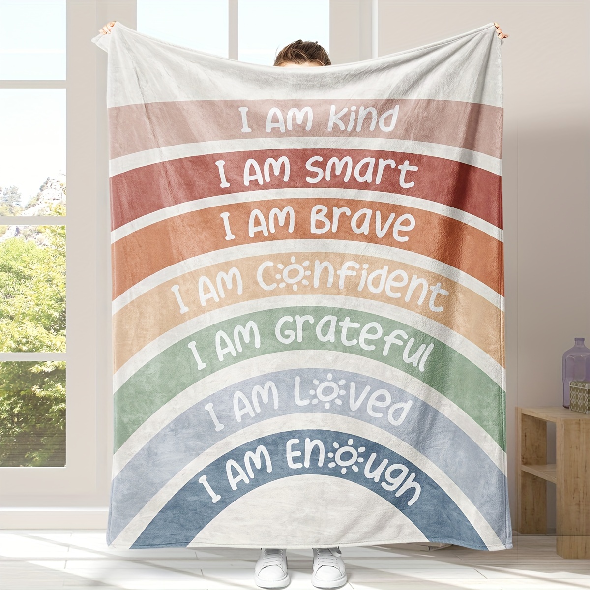 

Inspirational Blanket - Positive Affirmations, Knitted , For , , Bed - Motivational For , , - All