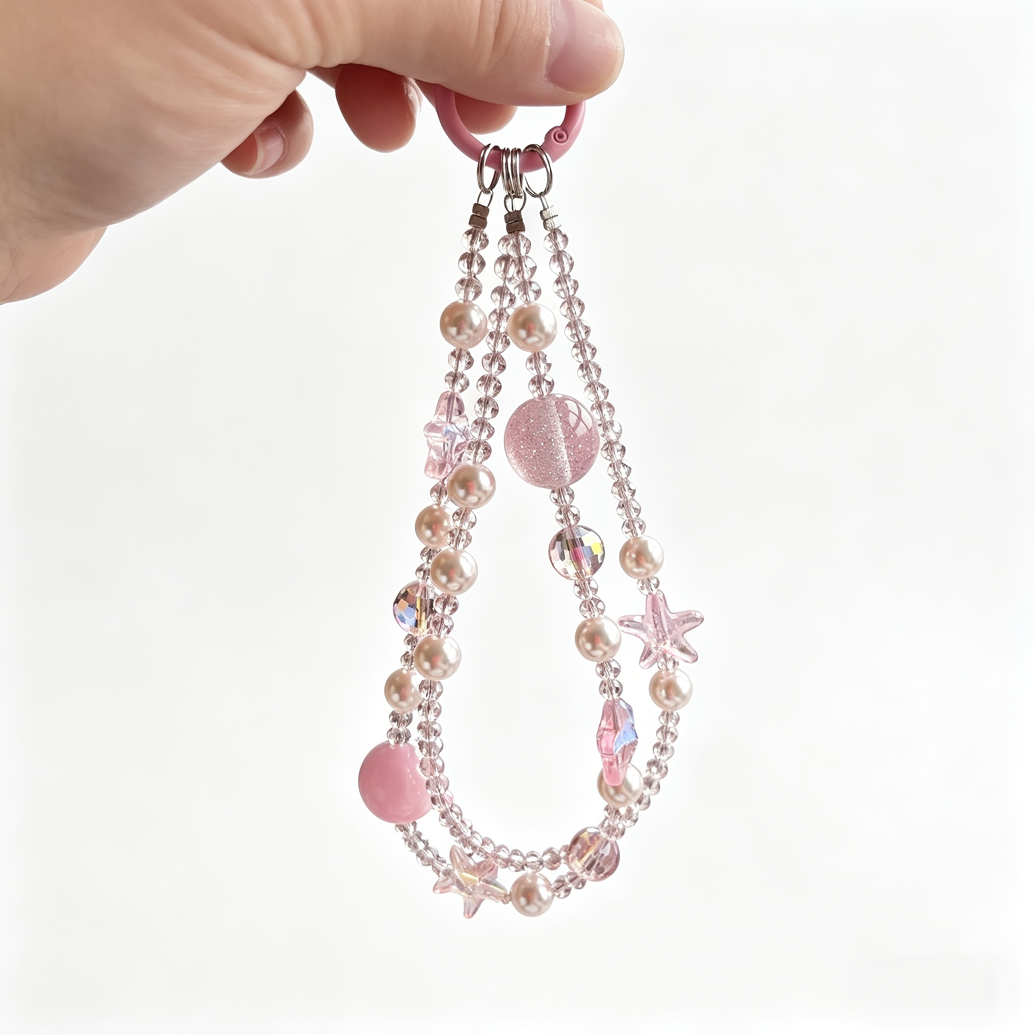TEMU 1pc Ins Rose Cristal Étoile Perle Multi-Couche Cordon de Téléphone Portable Anti-Perte Chaîne de Poignet Sac Polyvalent Appareil Photo Ccd Fille