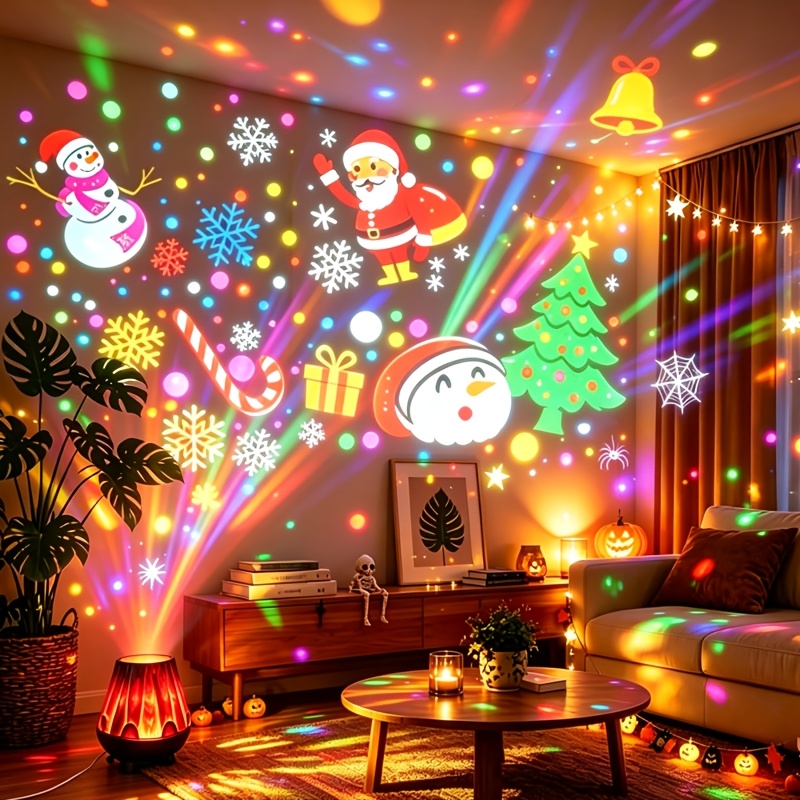 TEMU 1pc Christmas, Snow Projection Light, Protection Level, Winter Light, Usb Rotating Led Stage Light, Home Decoration, Decorative , Suitable For