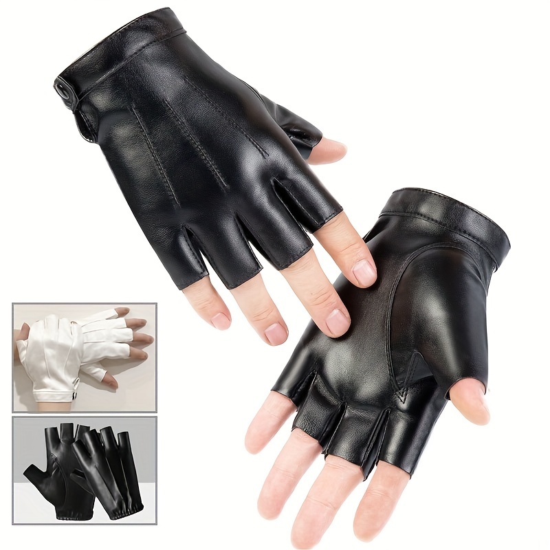 

1 Pair Premium Leather Fingerless Gloves - , Grip-enhancing, Comfortable For Outdoor Sports & Halloween Cosplay - Snug Wrist Closure, , For , Halloween Costume Accessory||synthetic Leather Gloves